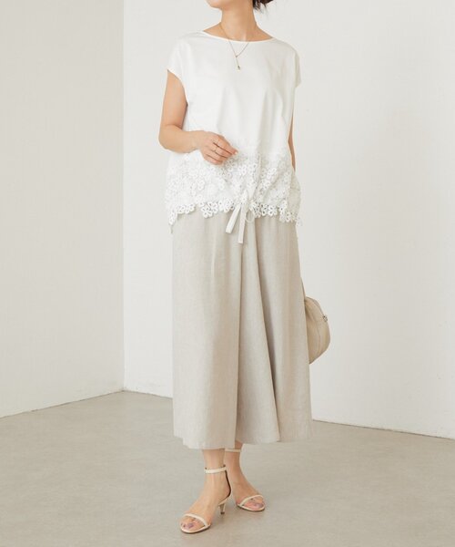 BEARDSLEY（ビアズリー）の「《ZOZO先行予約開始》リネンキュロット（その他パンツ・レディース・ベージュ/ブラック/グレー・0/1）」の4枚目の写真