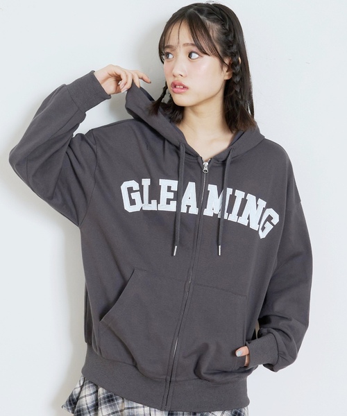 LOVETOXIC(ラブトキシック)の「ロゴアップリケルーズジップパーカ(パーカー・キッズ・アイボリー/チャコール/ネイビー/トップグレー・M:150cm/L:160cm/S:140cm)」の3枚目の写真