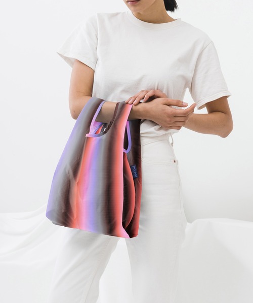 BAGGU(バグー)の「BABY BAGGU 628.グラデーションストライプオレンジ×パープル(エコバッグ/サブバッグ・レディース・ライラック・FREE)」の1枚目の写真