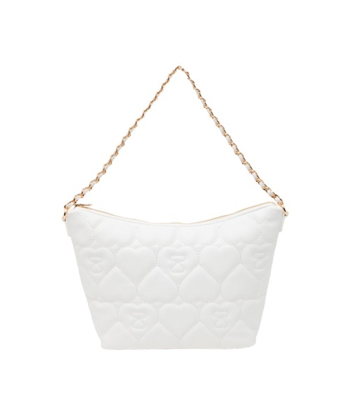A BATHING APE(アベイシングエイプ)の「QUILTED HEART MONOGRAM MINI HANDBAG(ショルダーバッグ・レディース・アイボリー/ブラック・FREE)」の2枚目の写真