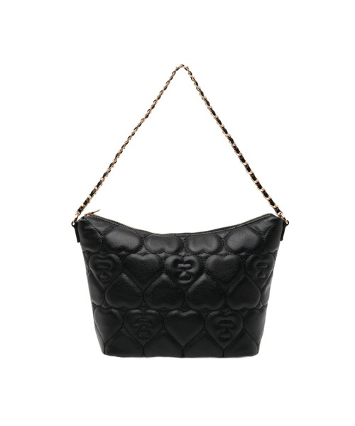 A BATHING APE(アベイシングエイプ)の「QUILTED HEART MONOGRAM MINI HANDBAG(ショルダーバッグ・レディース・アイボリー/ブラック・FREE)」の1枚目の写真