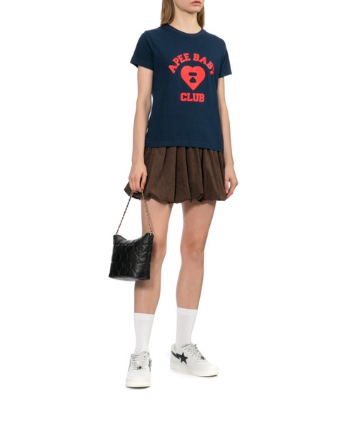 A BATHING APE(アベイシングエイプ)の「QUILTED HEART MONOGRAM MINI HANDBAG(ショルダーバッグ・レディース・アイボリー/ブラック・FREE)」の12枚目の写真