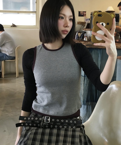 VETEZE(ベテゼ)の「Slim Fit Layered Sleeveless (Gray/P)(Tシャツ/カットソー・レディース・その他・FREE)」の3枚目の写真