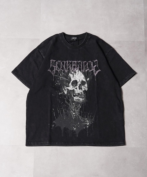 1111clothing(ワンフォークロージング)の「硫化天竺 スカルデザイン Tシャツ / Sulfurized Tenjiku Skull Design T-Shirt(Tシャツ/カットソー・メンズ・ブラック/レッド/グレー・M/XL/L)」の10枚目の写真