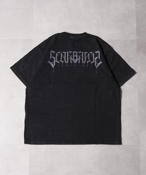 1111clothing(ワンフォークロージング)の「硫化天竺 スカルデザイン Tシャツ / Sulfurized Tenjiku Skull Design T-Shirt(Tシャツ/カットソー・メンズ・ブラック/レッド/グレー・M/XL/L)」の4枚目の写真