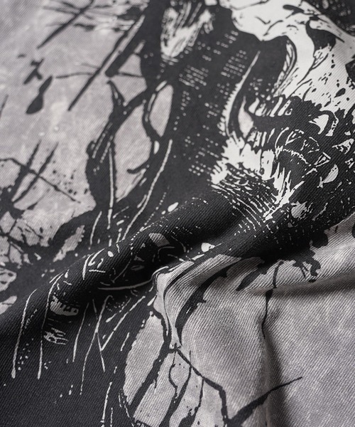 1111clothing(ワンフォークロージング)の「硫化天竺 スカルデザイン Tシャツ / Sulfurized Tenjiku Skull Design T-Shirt(Tシャツ/カットソー・メンズ・ブラック/レッド/グレー・M/XL/L)」の14枚目の写真