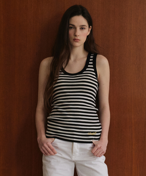 STUDIO&PARC(スタジオアンドパルク)の「Wool 100% Striped Knit Sleeveless_Black(Tシャツ/カットソー・レディース・ブラック・FREE)」の1枚目の写真
