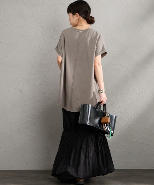 MICA&DEAL（マイカ＆ディール）の「[MICA&DEAL/マイカアンドディール] 別注 フレンチスリーブ フォトプリントTシャツ（Tシャツ/カットソー・レディース・チャコール/ベージュ/ホワイト・F）」の18枚目の写真