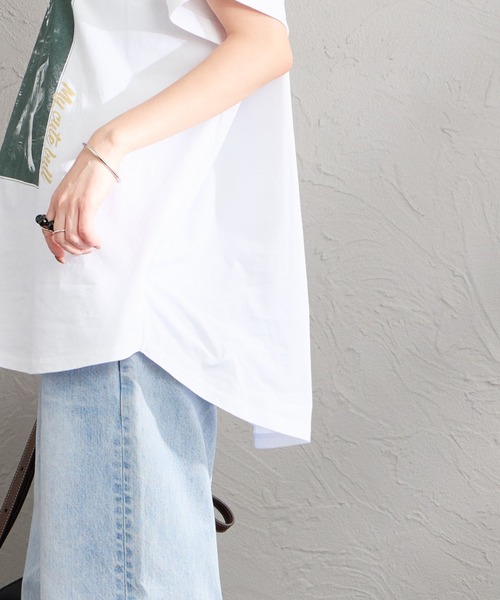 MICA&DEAL（マイカ＆ディール）の「[MICA&DEAL/マイカアンドディール] 別注 フレンチスリーブ フォトプリントTシャツ（Tシャツ/カットソー・レディース・チャコール/ベージュ/ホワイト・F）」の7枚目の写真