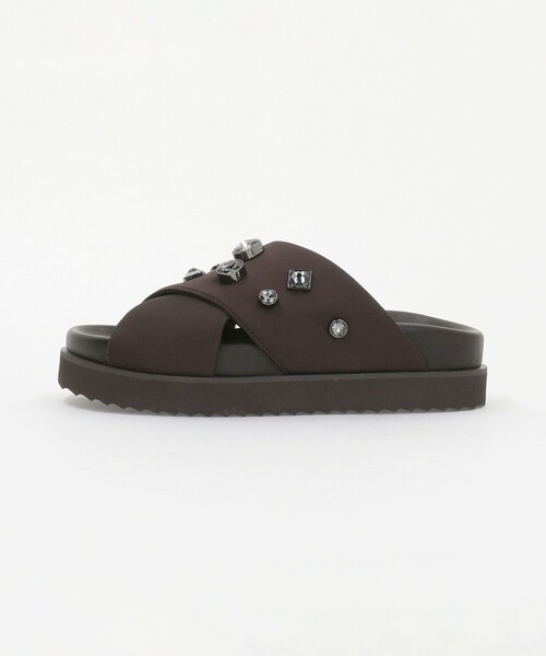 UNITED ARROWS(ユナイテッドアローズ)の「サテン クロス ビジュー ミュール/サンダル(サンダル・レディース・ベージュ/ブラック/ダークブラウン・38/37/36/35)」の7枚目の写真