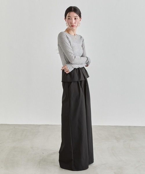 NUJOH(ヌゾ)の「Layer Waist Wide Pants / レイヤーウエストワイドパンツ(その他パンツ・レディース・グレー/ブラック/ベージュ・FREE)」の21枚目の写真