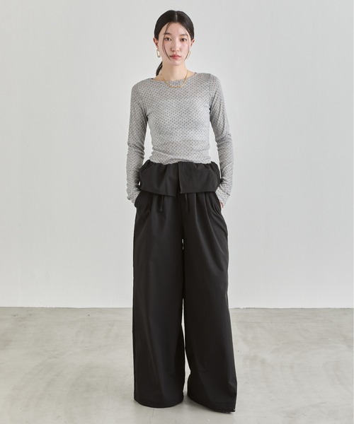 NUJOH(ヌゾ)の「Layer Waist Wide Pants / レイヤーウエストワイドパンツ(その他パンツ・レディース・グレー/ブラック/ベージュ・FREE)」の19枚目の写真