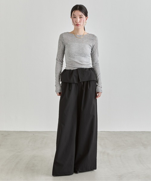 NUJOH(ヌゾ)の「Layer Waist Wide Pants / レイヤーウエストワイドパンツ(その他パンツ・レディース・グレー/ブラック/ベージュ・FREE)」の18枚目の写真