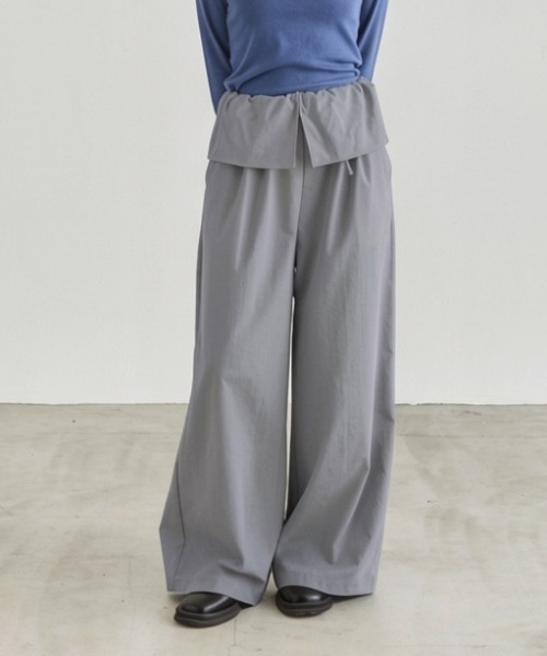 NUJOH(ヌゾ)の「Layer Waist Wide Pants / レイヤーウエストワイドパンツ(その他パンツ・レディース・グレー/ブラック/ベージュ・FREE)」の7枚目の写真