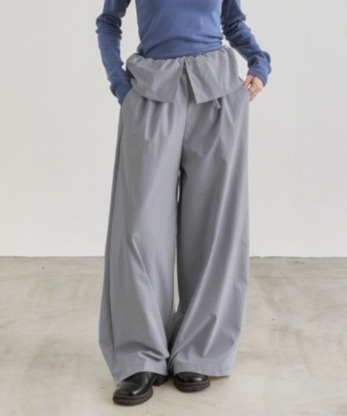 NUJOH(ヌゾ)の「Layer Waist Wide Pants / レイヤーウエストワイドパンツ(その他パンツ・レディース・グレー/ブラック/ベージュ・FREE)」の8枚目の写真