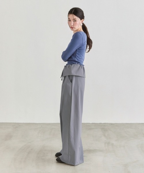 NUJOH(ヌゾ)の「Layer Waist Wide Pants / レイヤーウエストワイドパンツ(その他パンツ・レディース・グレー/ブラック/ベージュ・FREE)」の11枚目の写真