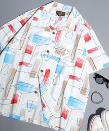【UNIVERD72】All-Over Print Open-Collar Shirt /【ユニバード72】総柄オープンカラーシャツ アロハシャツ メンズ 半袖 トップス 開襟シャツ