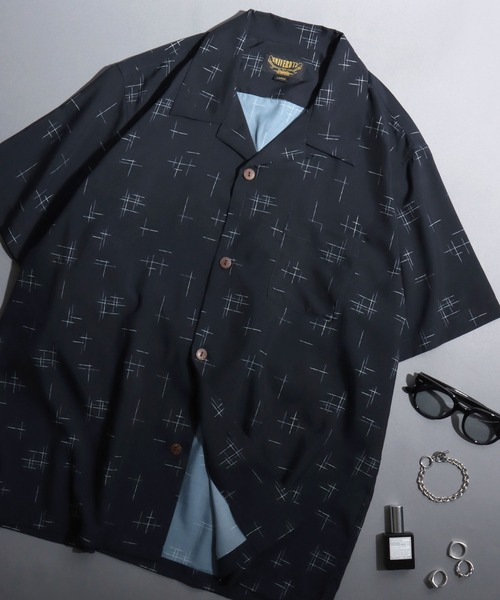 セール】【UNIVERD72】All-Over Print Open-Collar Shirt