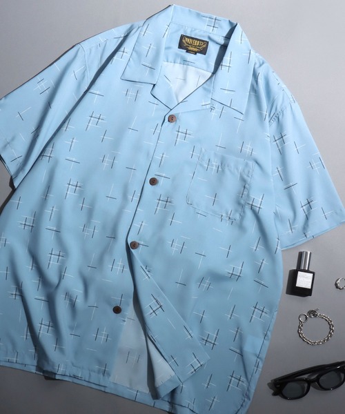 ANPAS（アンパス）の「【UNIVERD72】All-Over Print Open-Collar Shirt /【ユニバード72】総柄オープンカラーシャツ アロハシャツ メンズ  半袖 トップス 開襟シャツ（シャツ/ブラウス・メンズ・ブラック系3/ブラック系1/ネイビー系/ブラック系2/レッド系/ブラウン系/イエロー系/サックスブルー系/オレンジ系/イエロー系2/レオパード/グレー系/サックスブルー系2/ホワイト系2/ホワイト系1/ブラック系4・M/XL/L）」の10枚目の写真