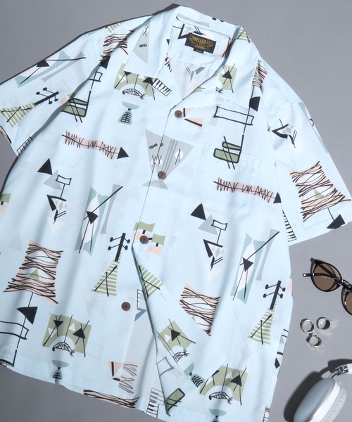ANPAS（アンパス）の「【UNIVERD72】All-Over Print Open-Collar Shirt /【ユニバード72】総柄オープンカラーシャツ アロハシャツ メンズ  半袖 トップス 開襟シャツ（シャツ/ブラウス・メンズ・ブラック系3/ブラック系1/ネイビー系/ブラック系2/レッド系/ブラウン系/イエロー系/サックスブルー系/オレンジ系/イエロー系2/レオパード/グレー系/サックスブルー系2/ホワイト系2/ホワイト系1/ブラック系4・M/XL/L）」の11枚目の写真