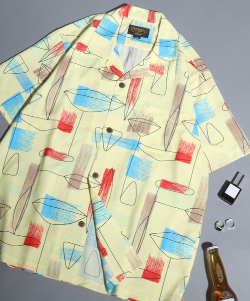 ANPAS（アンパス）の「【UNIVERD72】All-Over Print Open-Collar Shirt /【ユニバード72】総柄オープンカラーシャツ アロハシャツ メンズ  半袖 トップス 開襟シャツ（シャツ/ブラウス・メンズ・ブラック系3/ブラック系1/ネイビー系/ブラック系2/レッド系/ブラウン系/イエロー系/サックスブルー系/オレンジ系/イエロー系2/レオパード/グレー系/サックスブルー系2/ホワイト系2/ホワイト系1/ブラック系4・M/XL/L）」の13枚目の写真