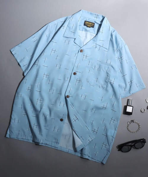 ANPAS（アンパス）の「【UNIVERD72】All-Over Print Open-Collar Shirt /【ユニバード72】総柄オープンカラーシャツ アロハシャツ メンズ  半袖 トップス 開襟シャツ（シャツ/ブラウス・メンズ・ブラック系3/ブラック系1/ネイビー系/ブラック系2/レッド系/ブラウン系/イエロー系/サックスブルー系/オレンジ系/イエロー系2/レオパード/グレー系/サックスブルー系2/ホワイト系2/ホワイト系1/ブラック系4・M/XL/L）」の17枚目の写真