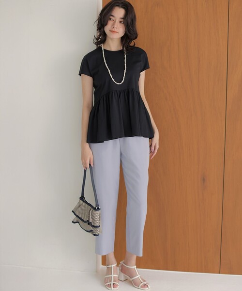 組曲 L(クミキョク オオキイサイズ)の「トリコットジャージー ペプラムカットソー(Tシャツ/カットソー・レディース・ネイビー系・6/5/7)」の5枚目の写真