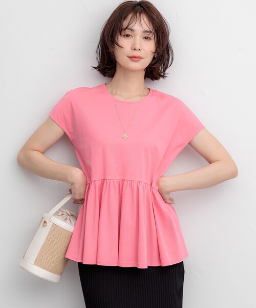 組曲 L(クミキョク オオキイサイズ)の「トリコットジャージー ペプラムカットソー(Tシャツ/カットソー・レディース・ネイビー系・6/5/7)」の3枚目の写真