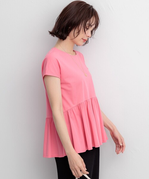 組曲 L(クミキョク オオキイサイズ)の「トリコットジャージー ペプラムカットソー(Tシャツ/カットソー・レディース・ネイビー系・6/5/7)」の2枚目の写真
