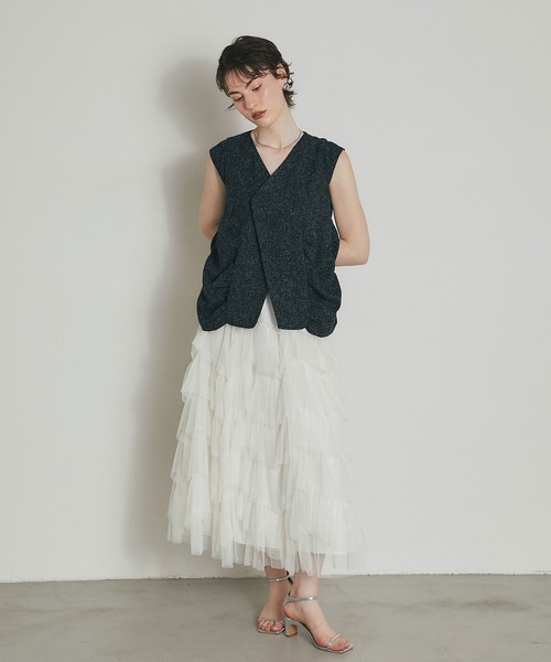 ARVELLIA(アルベリア)の「STRUCTURED TWEED TOP(シャツ/ブラウス・レディース・ブラック/グレー・M)」の7枚目の写真