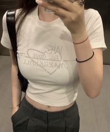 SHEPP | ラインストーンチビT(Tシャツ/カットソー)