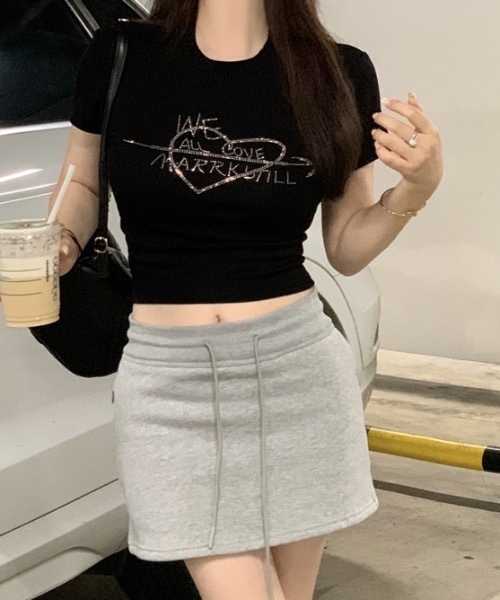 SHEPP（シープ）の「ラインストーンチビT（Tシャツ/カットソー・レディース・ブラック/ホワイト系その他/ホワイト/ブラック系その他・M/S）」の12枚目の写真