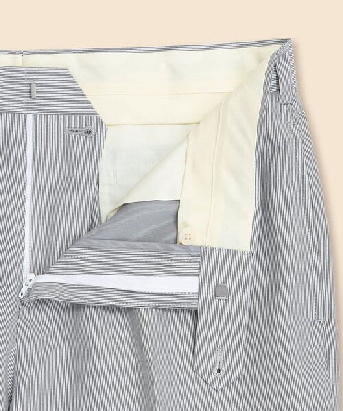 BROOKS BROTHERS（ブルックスブラザーズ）の「コットン／ラミー　コードレーン　プレーンフロント　トラウザーズ　Traditional（スラックス・メンズ・ホワイト×ネイビー・34inch/36inch/31inch/33inch/32inch）」の3枚目の写真