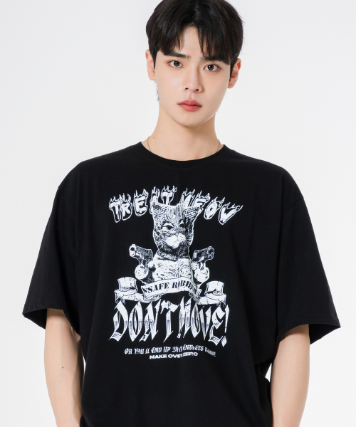 MOZMOZ(モズモズ)の「ドンムーブ オーバーサイズ 半袖Tシャツ ブラック(Tシャツ/カットソー・レディース・その他・1/2/3)」の1枚目の写真