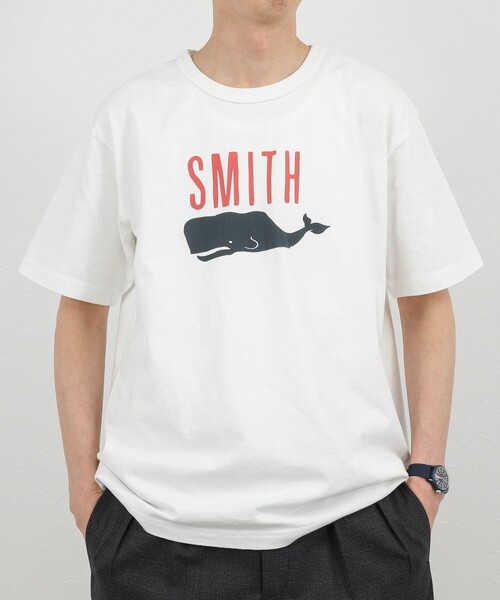 BARNS OUTFITTERS(バーンズアウトフィッターズ)の「【BARNS OUTFITTERS】別注 SMITH プリントTシャツ 26SS(Tシャツ/カットソー・メンズ・グレー/イエロー/ホワイト・S/M/L)」の4枚目の写真