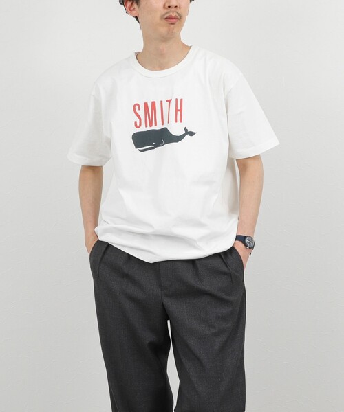 BARNS OUTFITTERS(バーンズアウトフィッターズ)の「【BARNS OUTFITTERS】別注 SMITH プリントTシャツ 26SS(Tシャツ/カットソー・メンズ・グレー/イエロー/ホワイト・S/M/L)」の6枚目の写真