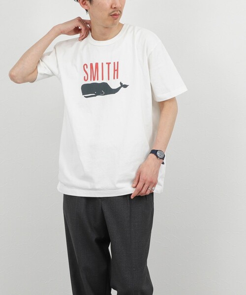 BARNS OUTFITTERS(バーンズアウトフィッターズ)の「【BARNS OUTFITTERS】別注 SMITH プリントTシャツ 26SS(Tシャツ/カットソー・メンズ・グレー/イエロー/ホワイト・S/M/L)」の7枚目の写真