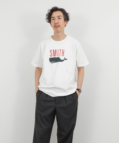 BARNS OUTFITTERS(バーンズアウトフィッターズ)の「【BARNS OUTFITTERS】別注 SMITH プリントTシャツ 26SS(Tシャツ/カットソー・メンズ・グレー/イエロー/ホワイト・S/M/L)」の9枚目の写真
