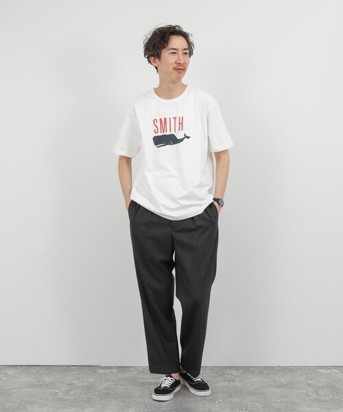 BARNS OUTFITTERS(バーンズアウトフィッターズ)の「【BARNS OUTFITTERS】別注 SMITH プリントTシャツ 26SS(Tシャツ/カットソー・メンズ・グレー/イエロー/ホワイト・S/M/L)」の10枚目の写真