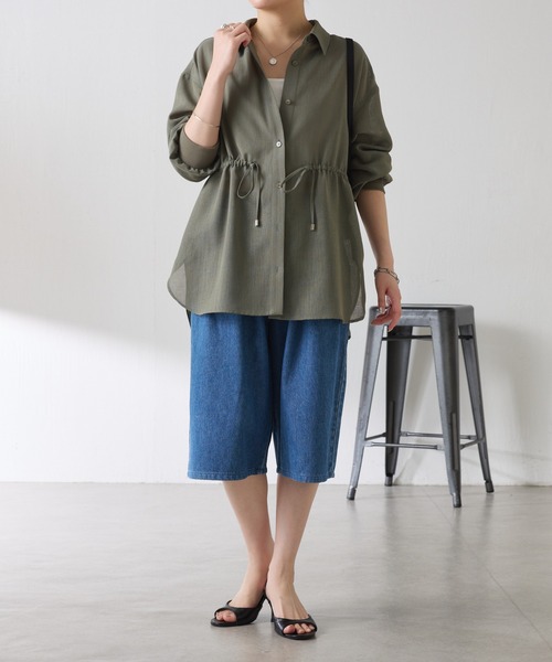 COLLAGE GALLARDAGALANTE（コラージュガリャルダガランテ）の「Q.anos/タックハーフデニムパンツ（デニムパンツ・レディース・ブルー/ベージュ・0/1）」の22枚目の写真