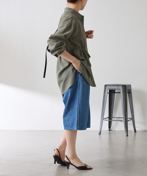 COLLAGE GALLARDAGALANTE（コラージュガリャルダガランテ）の「Q.anos/タックハーフデニムパンツ（デニムパンツ・レディース・ブルー/ベージュ・0/1）」の14枚目の写真