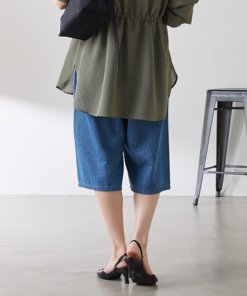 COLLAGE GALLARDAGALANTE（コラージュガリャルダガランテ）の「Q.anos/タックハーフデニムパンツ（デニムパンツ・レディース・ブルー/ベージュ・0/1）」の19枚目の写真