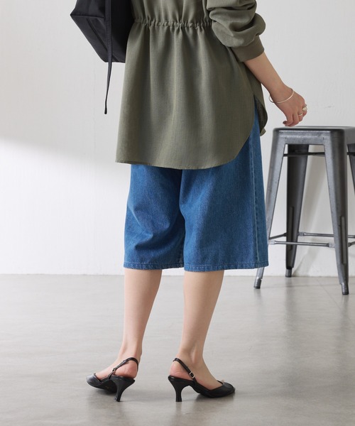 COLLAGE GALLARDAGALANTE（コラージュガリャルダガランテ）の「Q.anos/タックハーフデニムパンツ（デニムパンツ・レディース・ブルー/ベージュ・0/1）」の20枚目の写真