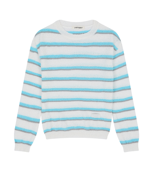 LARTIGENT（ラーティゼン）の「L23 BOUCLE STRIPE KNIT(WHITE)（ニット/セーター・レディース・その他・FREE）」の2枚目の写真