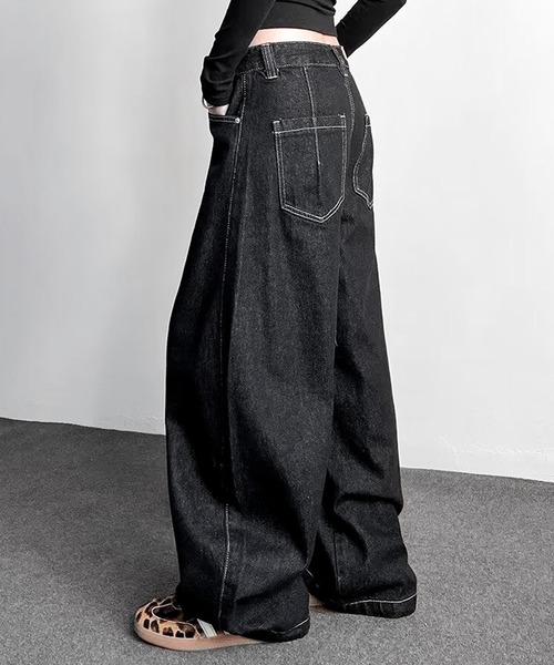 JOHNNY WOLF（ジョニーウルフ）の「HARNET ワイドバギー バレル ワンウォッシュ デニムパンツ（デニムパンツ・メンズ・ブラック・M/S/L）」の4枚目の写真