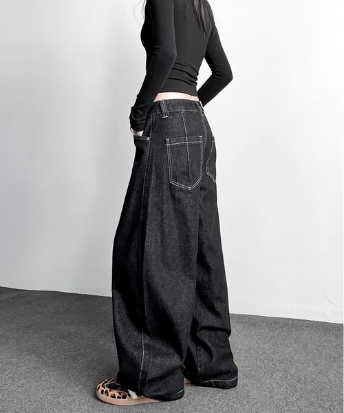 JOHNNY WOLF（ジョニーウルフ）の「HARNET ワイドバギー バレル ワンウォッシュ デニムパンツ（デニムパンツ・メンズ・ブラック・M/S/L）」の14枚目の写真