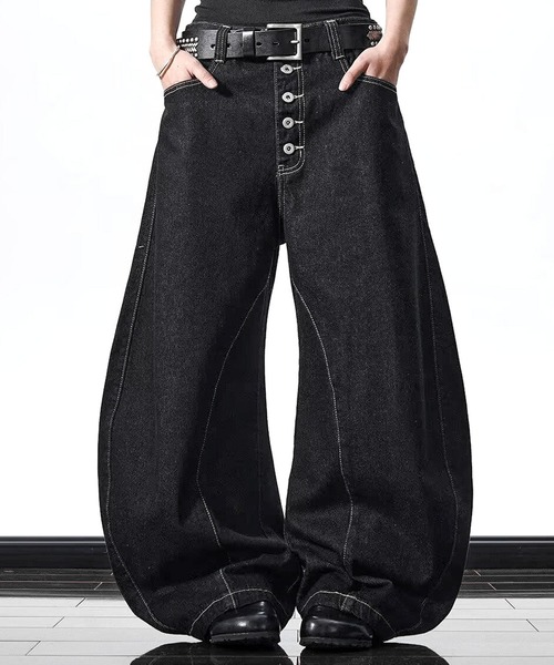JOHNNY WOLF(ジョニーウルフ)の「HARNET ワイドバギー バレル ワンウォッシュ デニムパンツ(デニムパンツ・メンズ・ブラック・M/S/L)」の8枚目の写真