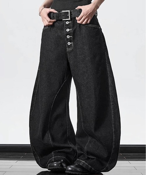 JOHNNY WOLF(ジョニーウルフ)の「HARNET ワイドバギー バレル ワンウォッシュ デニムパンツ(デニムパンツ・メンズ・ブラック・M/S/L)」の7枚目の写真