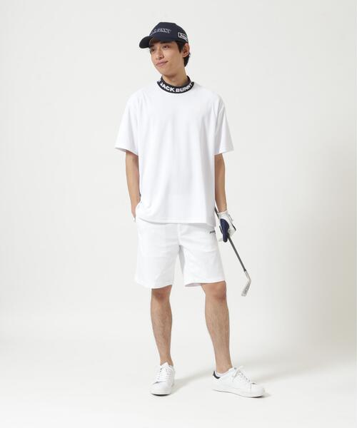 Jack Bunny!!(ジャックバニー)の「【Jack Bunny!!】ロゴジャガード半袖モックネックカットソー(Tシャツ/カットソー・メンズ・ホワイト/ネイビー・MEDIUM/LARGE/X-LARGE)」の3枚目の写真