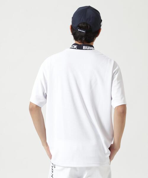 Jack Bunny!!(ジャックバニー)の「【Jack Bunny!!】ロゴジャガード半袖モックネックカットソー(Tシャツ/カットソー・メンズ・ホワイト/ネイビー・MEDIUM/LARGE/X-LARGE)」の5枚目の写真